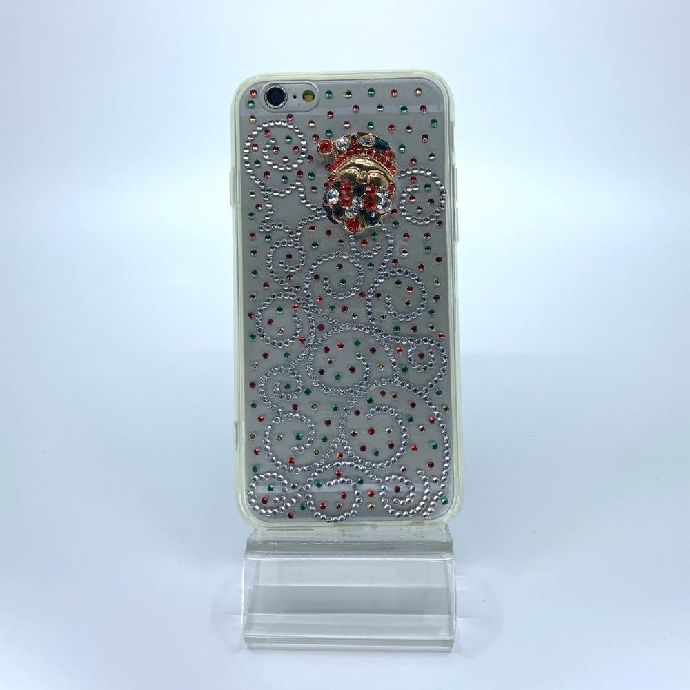 iPhone 6 TPU + PC case. Unique. Handmade. Silver, red, green rhinestones